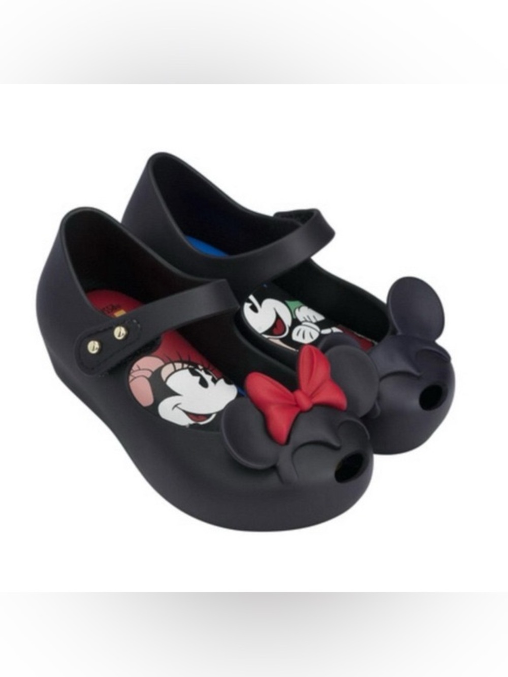 Mini Melissa Disney Mickey and Minnie Mouse Shoes Black  Sz 7 Toddler